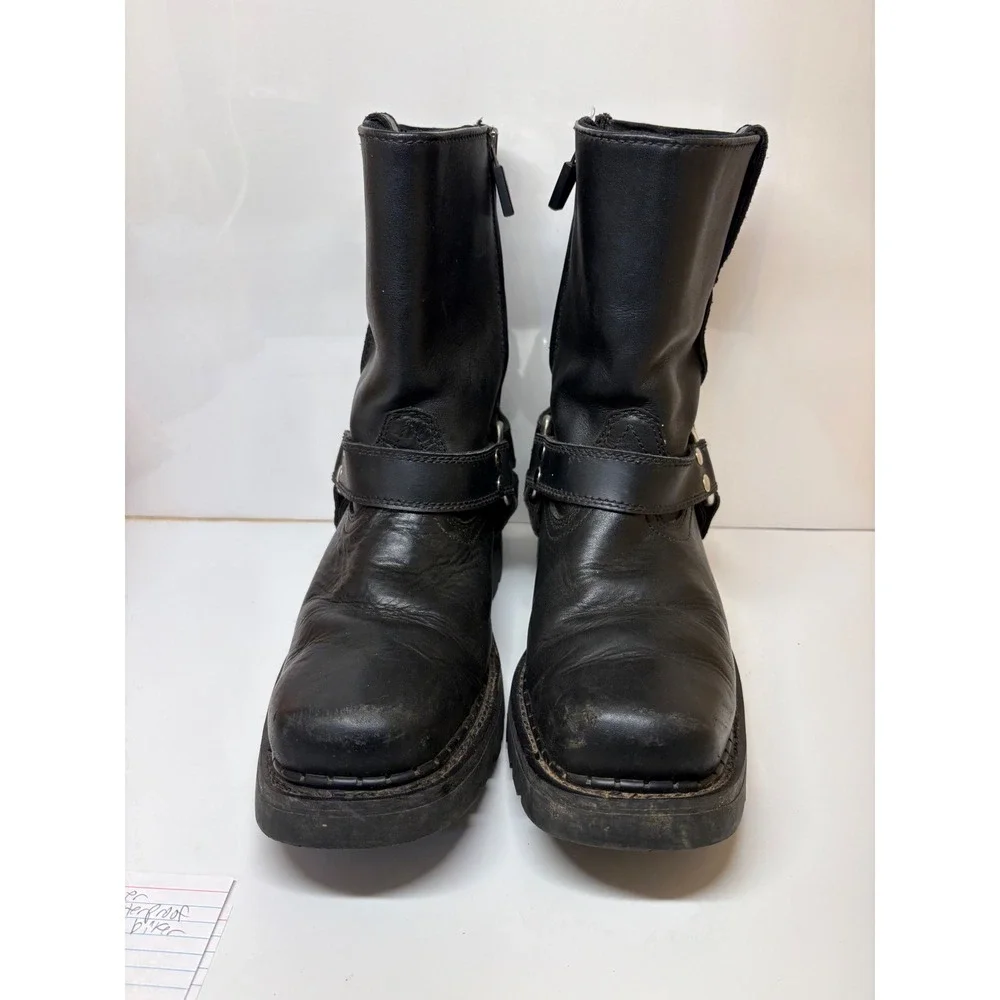Ariat Mens 8.5D Black Leather Metal Mounts Harness Motorcycle Boots 10002579